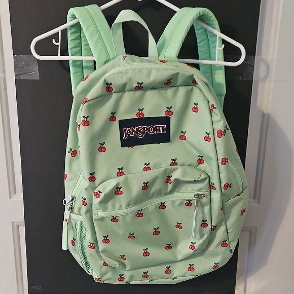 JanSport Kids Backpack with Cherry Design - Mint Green - Picture 1 of 7